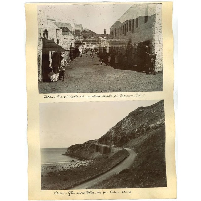 Ancient views of Aden is a set of four original vintage Albumen prints on single cardboard: 34 x 26 cm. Images 15 x 21,...