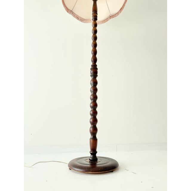 Vintage Art Deco Barley Twist Turned Oak Floor Lamp, 1930s For Sale - Image 6 of 17