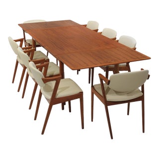 1960s Mid Century Danish Modern Teak Dining Set - Set of 9 For Sale