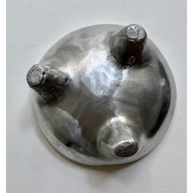 Vintage Mexican Footed Hammered Pewter Bowl For Sale - Image 13 of 14