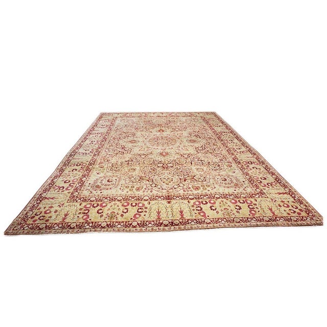 Persian Antique Persian Kerman Lavar Wool 11X16 Burgundy, Pink & Ivory Handmade Area Rug #1141138 For Sale - Image 3 of 10