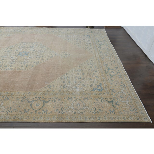 1970s 1970s Vintage Persian Handknotted Wool Orange Oversize Area Rug For Sale - Image 5 of 11