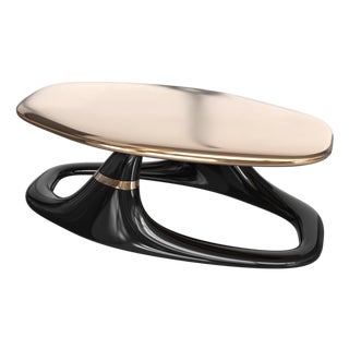 "Magistrale" Coffee Table With Bronze, Stainless Steel, Handmade For Sale