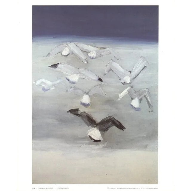 Impressionist 1977 Nicolas De Stael 'Seagulls' Impressionism Black & White Offset Lithograph For Sale - Image 3 of 3