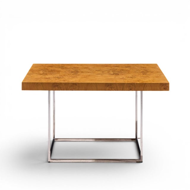 Wood Milo Baughman for Thayer Coggin Style Mid Century Burlwood and Chrome Side Tables - Pair For Sale - Image 7 of 11