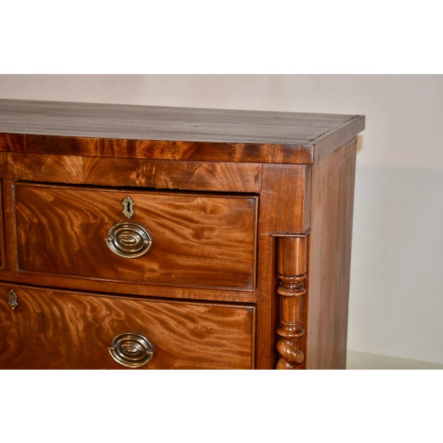 Brown 19th Century English Mahogany Bow Front Chest of Drawers For Sale - Image 8 of 12