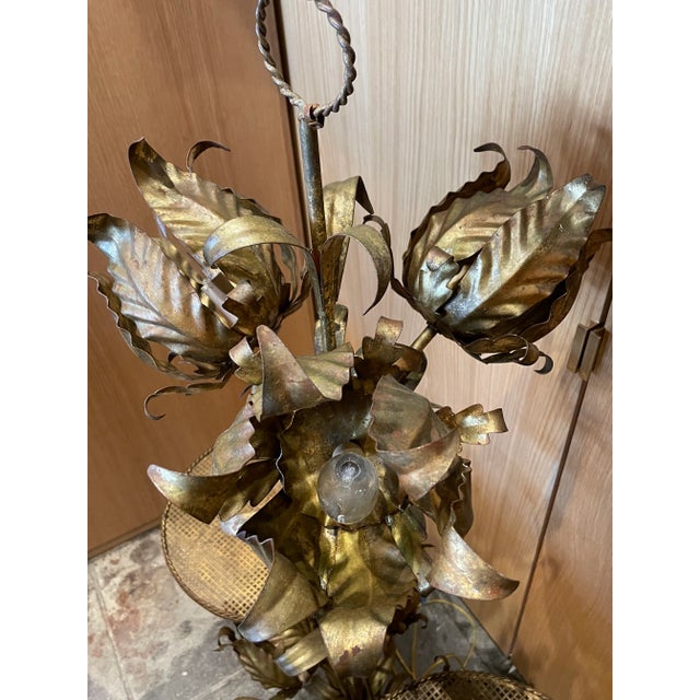 Mid 20th Century 1960s Italian Decorative Floral Floor Lamp With Side Tables For Sale - Image 5 of 13