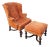 Vintage Orange Velvet Henredon Wingback Chair and Ottoman For Sale