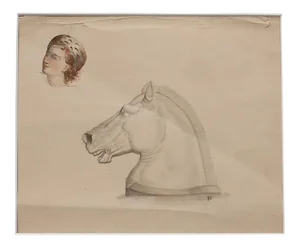 Carriages - Original Pencil and Watercolor on Paper - 19th Century 19th Century