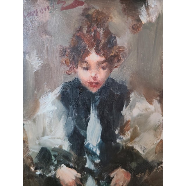 Portraiture Ramon Kelley Oil Painting Portrait of a Young Girl in a Victorian Dress For Sale - Image 3 of 11