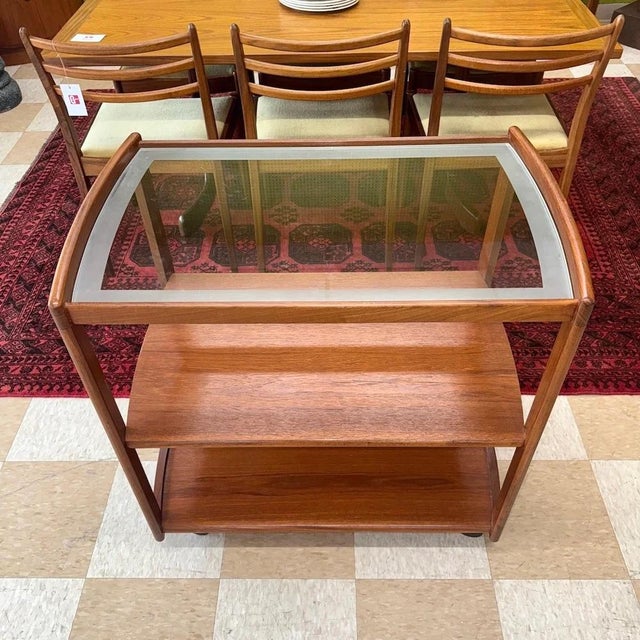 Mid 20th Century Meredew, Bar Cart, Afromosia, Glass, England, 1970s For Sale - Image 5 of 8