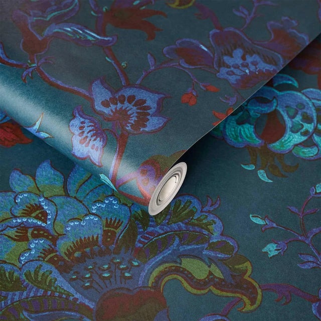 English House of Hackney Majorelle Wallpaper - Petrol For Sale - Image 3 of 4