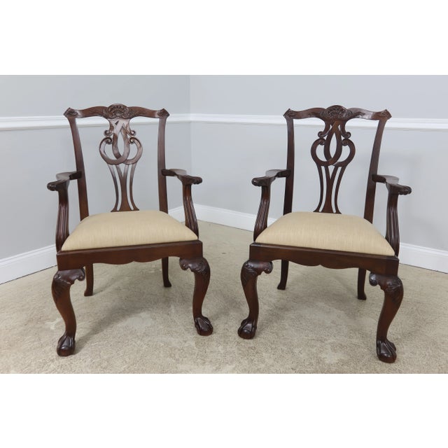 Pair Baker Ball & Claw Chippendale Mahogany Armchairs For Sale - Image 9 of 9