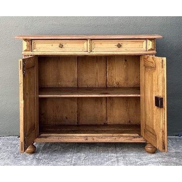 Farmhouse Vintage Carved Pine Cabinet For Sale - Image 3 of 12
