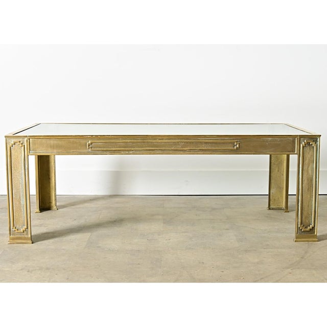 A massive, solid bronze coffee table in the manner of Belgian designer Peter van Heeck to make an architectural statement...