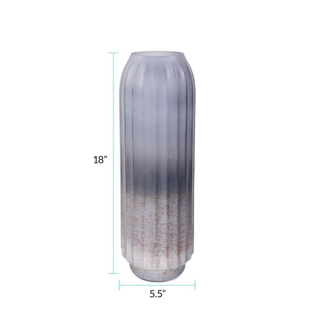 2020s Cool Ice Blue Ribbed Cylindrical Vessel For Sale - Image 5 of 7