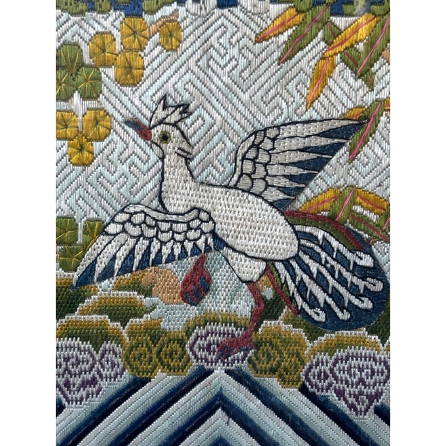 Royal Blue Chinese Qing Dynsty Embroidered Civil Rank Silver Pheasant Badge Robe Set Framed For Sale - Image 8 of 13