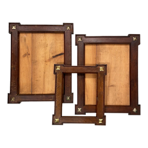 Antique French Directoire Walnut Frames With Brass - 3