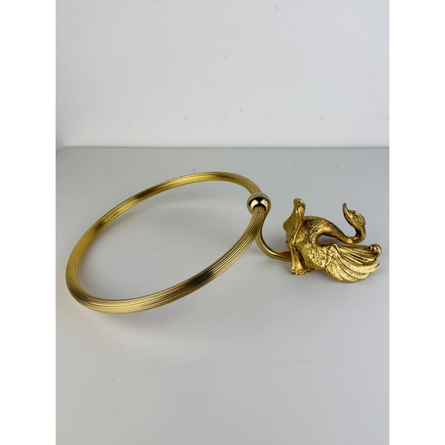 Hollywood Regency French Gold Tone Swan Bathroom Set, Bathroom Towel Ring, Towel Rail, and Wall Hook, 1970s, Set of 3 For Sale - Image 11 of 18