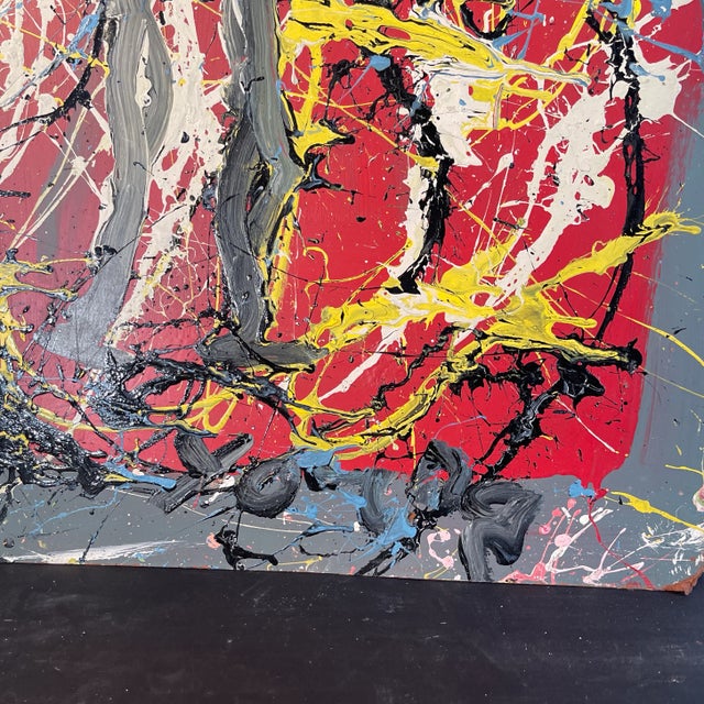 Modern After Jackson Pollack by Purvis Young, Large Mid Century Modern, Signed, 53x25x.38 In. For Sale - Image 3 of 6