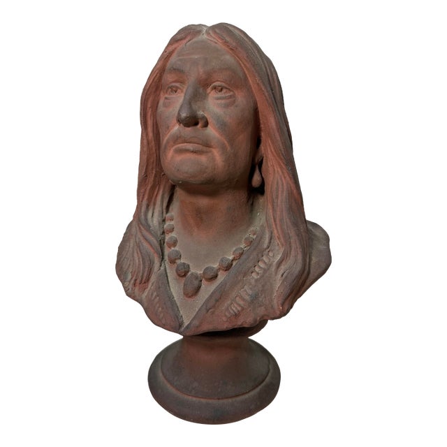 Antique Handmade Native American Indian Terracotta Pottery Bust Sculpture Statue For Sale