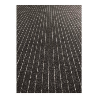 Modern Stroheim Salenside Ebony Wool Blend Black and Grey Pinstripe Fabric - 6 Yards For Sale