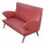 Red Faux Leather Sofa with Flared Wooden Feet, 1950s For Sale