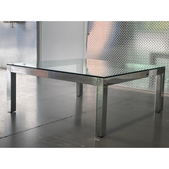 MCM Chrome and Glass Coffee Table, Milo Baughman Style, Mid Century Modern For Sale - Image 10 of 12