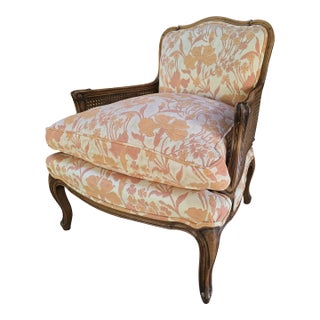 1950s French Bergere Double Caned Mid Century Louis Xv Chair For Sale