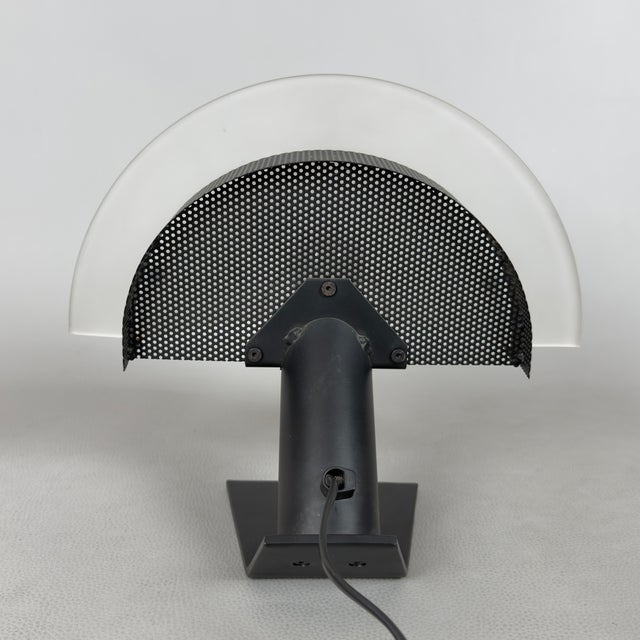 Crescent Moon Table Lamp in Opal Glass and Metal, 1980s For Sale - Image 4 of 14