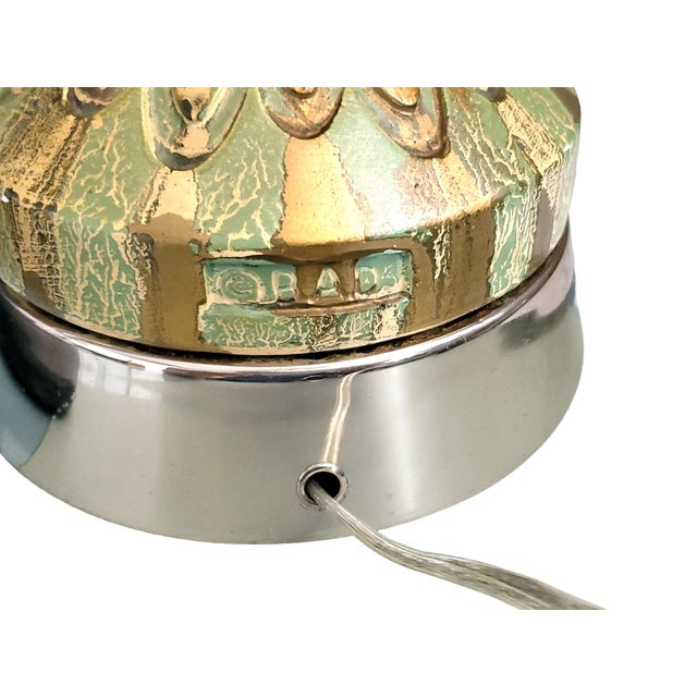 Large Lamps Sage Green & Bronze Painted Plaster New Nickel Silver Hardware - Pair For Sale - Image 12 of 14