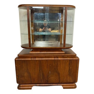 Art Deco Walnut Showcase, 1930s For Sale