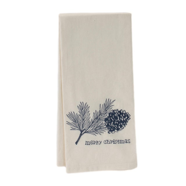 Contemporary Pine and Plaid Christmas Tea Towel (Set of 3) For Sale - Image 3 of 4