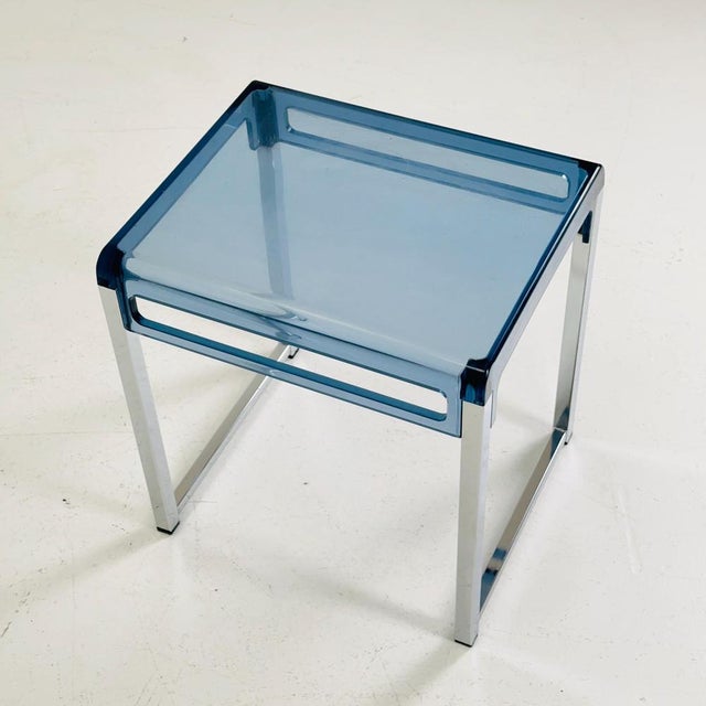 Space Age Blue Side Table by Marc Berthier for Prisunic, 1970s For Sale - Image 9 of 11