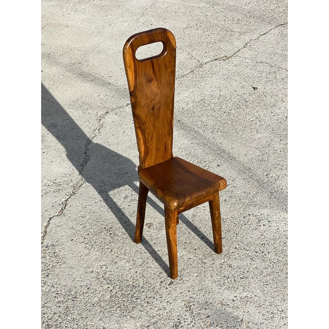 Sculptural High-Back Chair in Olive Wood, France, 1960s For Sale - Image 4 of 9