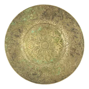 19th Century Indo-Persian Qajar Plate Low Grade Silver Tooled Flowers, Birds & Hares