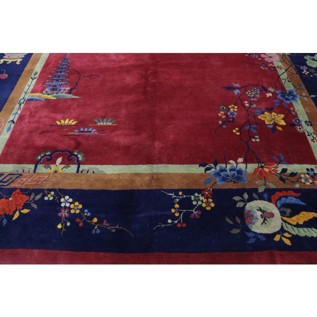 Antique Chinese Art Deco Rug - 08'10 x 11'06 For Sale - Image 4 of 8