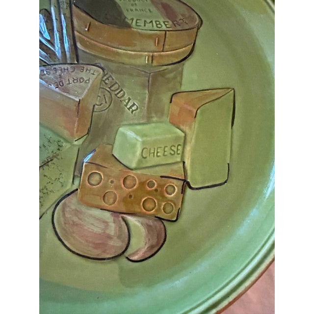 Ceramic 1960 Green French Cheese and Bread Round Plate Serving Platters by Los Angeles Potteries For Sale - Image 7 of 8