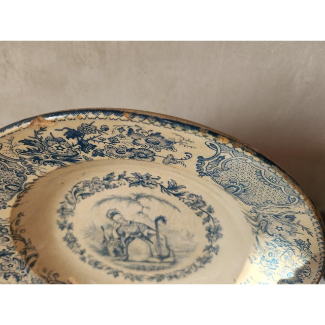Antique French Hollow Plate from Terre de Fer de Grigny For Sale - Image 9 of 15