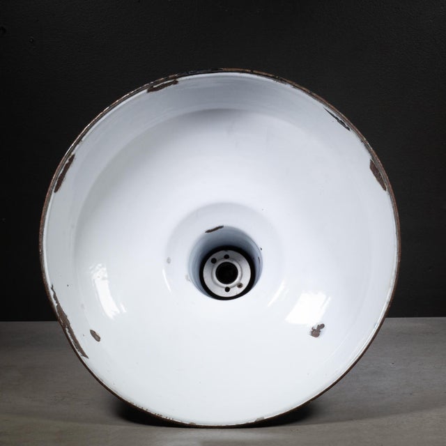 Green Benjamin 16" Enameled Porcelain Green Industrial Pendant Lights c.1950-Set of Two For Sale - Image 8 of 11