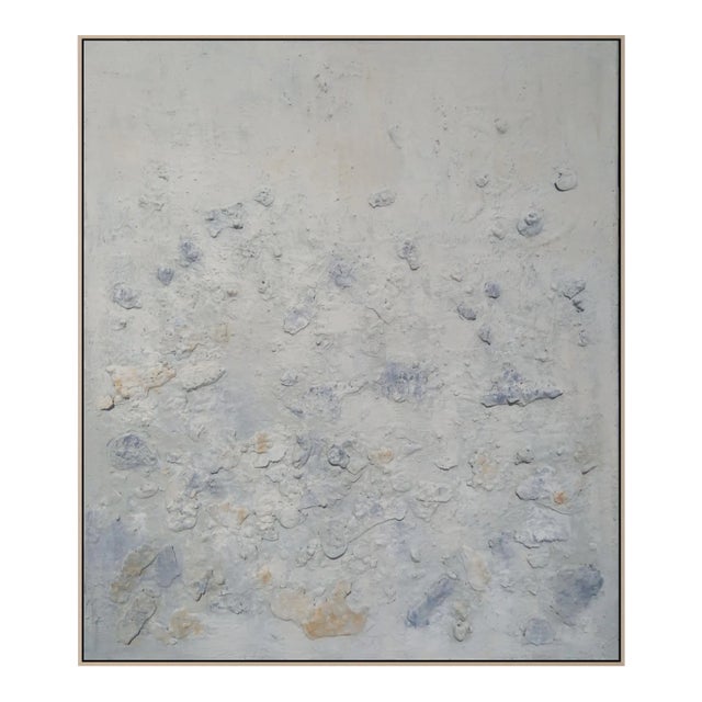 24" X 28" - 'California Summer Morning' - Natural Palette Abstract Minimalist Relief Seascape / Seaside / Marine Oil Painting by Diane Grant For Sale