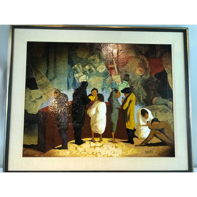 Contemporary 1970s Framed “Escartus” Oil on Canvas Painting For Sale - Image 3 of 13