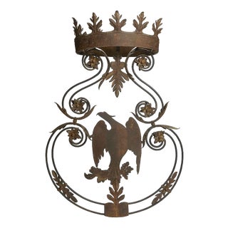 Antique Wrought Iron Sign with Eagle For Sale