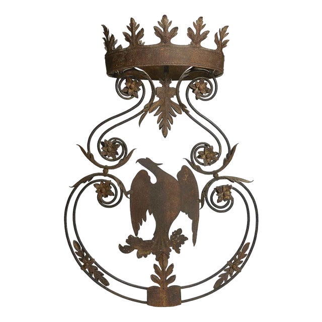 Antique Wrought Iron Sign with Eagle For Sale
