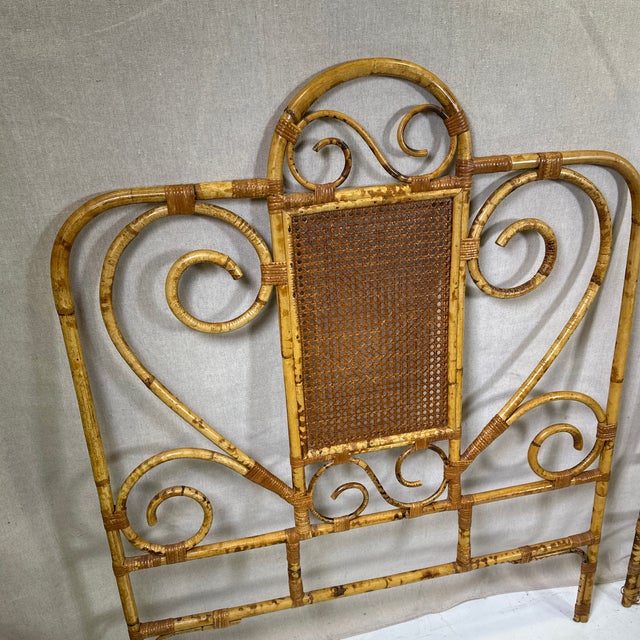 Coastal Tortoise Shell Bamboo, and Cane , Twin Headboards. Mid-Century and Stylish as It Gets! For Sale - Image 3 of 5