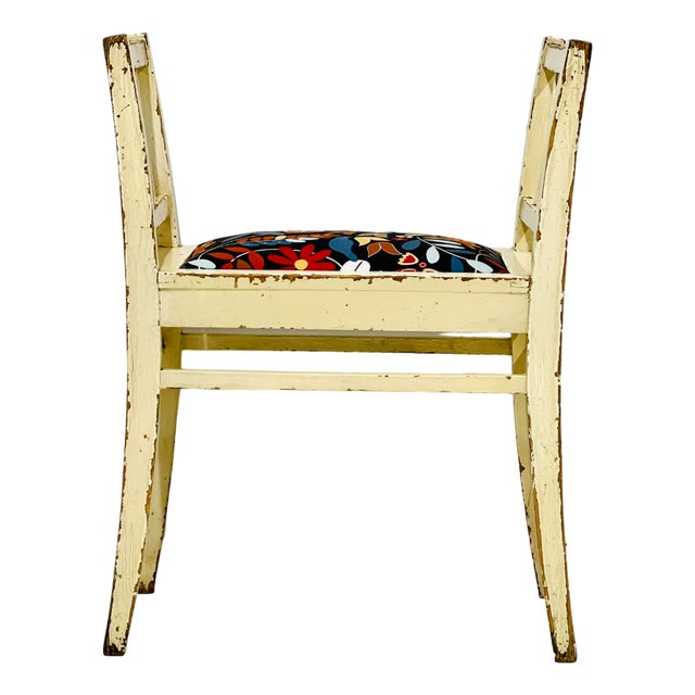 Vintage Beige Fabric Stool For Sale