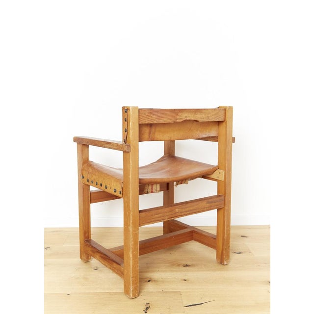 Armchair in Saddle Leather from Biosca, 1950s For Sale - Image 11 of 14