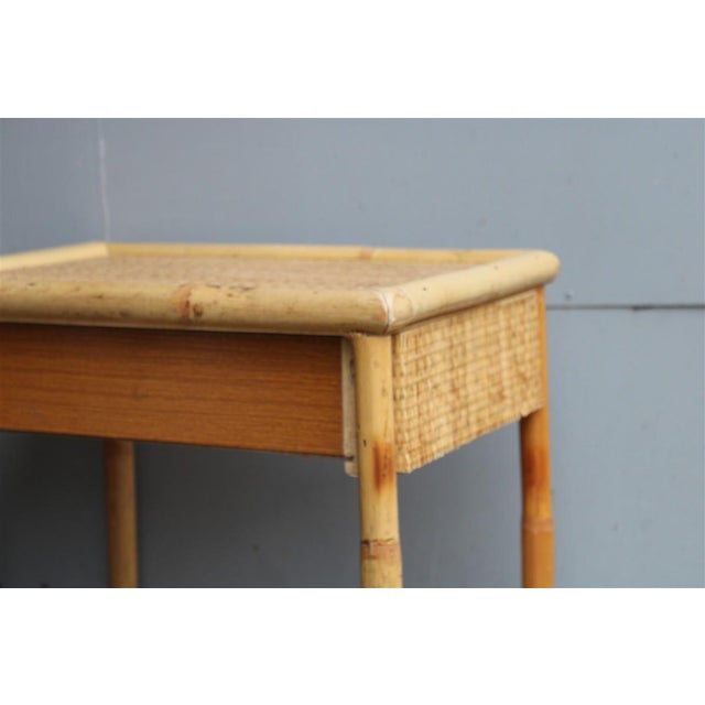 Italian Bamboo Nightstands with Drawers and Shelves, 1970s, Set of 2 For Sale - Image 6 of 8