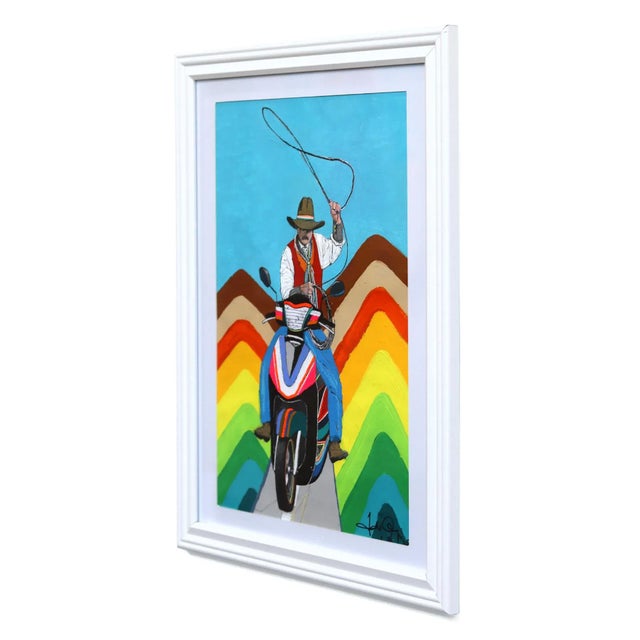 Urban Cowboy #2 - Colorful Rainbow Quirky Figurative Mixed Media Original Artwork by Fabio Coruzzi For Sale In Los Angeles - Image 6 of 9