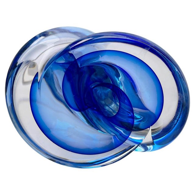 Twisted Cobalt Sommerso Crystal Table Lamp from Val Saint Lambert, 1953 For Sale - Image 9 of 10